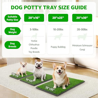 Portable Dog Grass Pad with Tray 20''x25'': Dog Litter Box with Artificial Grass Patch Bathroom Mat & Washable Pee Pad for Puppy Potty Training, Pet Loo Indoor Outdoor Use for Patio Balcony Apartment - size: 20"x25"（4 Layer Potty System)