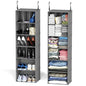 SpaceAid 2 Pack Hanging Closet Organizer and Storage with Dividers, 24 Compartments Hanging Shoe Shelves for Closet, Wardrobe, RV, Garment Rack - Grey - color: Grey