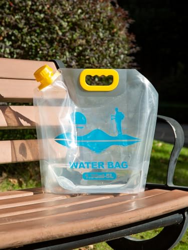 Collapsible Emergency Water Container Bag,WaterStorageCube,Flat Folding,BPA Free Food Grade,Clear Plastic Storage Jug for Camping Hiking Backpack,No-Leak Freezable,Water Bottle 1.3 Gallon/2pcs - size: 166.4 Ounces