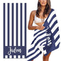 MeMoShe Personalized Beach Towel with Name Custom Microfiber Kids Beach Towels Sand Free Quick Dry Pool Towel Blanket Stripes Print Beach Towels for Adults 30x60 Inch-Navy-3 - color: Navy-3