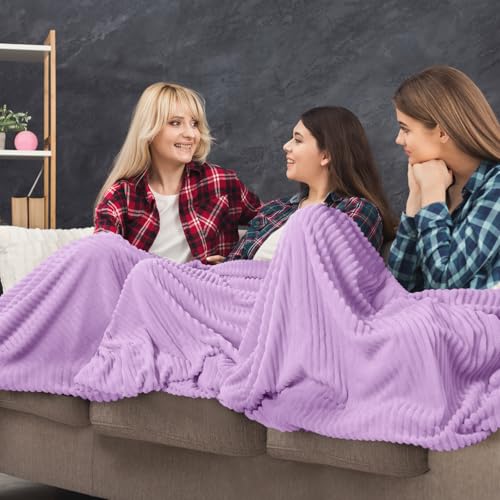 Buryeah 6 Pcs Flannel Throw Blanket Bulk 50 x 60 in Sleepover Blanket Outdoor Wedding Throw Lightweight, Oeko-tex Standard 100 Certified for Sofa Homeless Gifts (Lavender Purple) - color: Lavender Purple