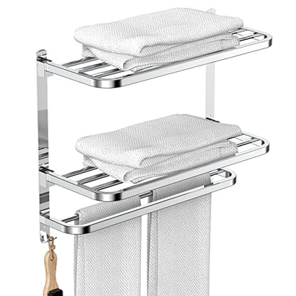 CAXIMSY 22.8Inch Towel Rack for Bathroom and Lavatory Towel Hanger with Wall Mount Towel Bars 304 Stainless Steel No Drill (Collapsible Towel Rack) - color: Collapsible Towel Rack