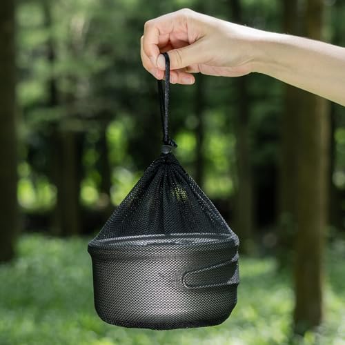Boundless Voyage Titanium Pot Multifunctional Cooker Ultralight Camping Pot with Handle & Lid Outdoor Open Fire Cookware for Backpacking, Hiking, Bushcraft Cooking Ti2041C