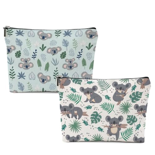 2 PCs Koala Gifts, Cute Koalas Makeup Bag, Koala Stuff Cosmetic Bag Travel Pouch, Animal Lovers Gifts for Women Girls Daughter Best Friend Sisters Niece Friendship Graduation Birthday - color: Multicolor 0106