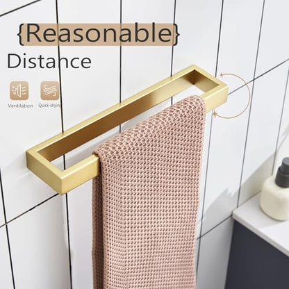 KOKOSIRI Towel Bar Brushed Gold Hand Towel Holder 12 Inch Kitchen Towel Hanger Rack Stainless Steel Bathroom Hardware Wall Mounted, 1 Pack B4008BG-L12 - color: Brushed Gold, size: 12-Inch
