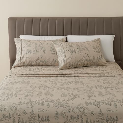 Great Bay Home Twin Size Microfiber Sheet Set - 3-Piece Lodge Bed Sheets - Ultra-Soft and Smooth Brushed Microfiber Woodland Decor Bedding (Bear Mountain) - color: 09 - Bear Mountain, size: Twin