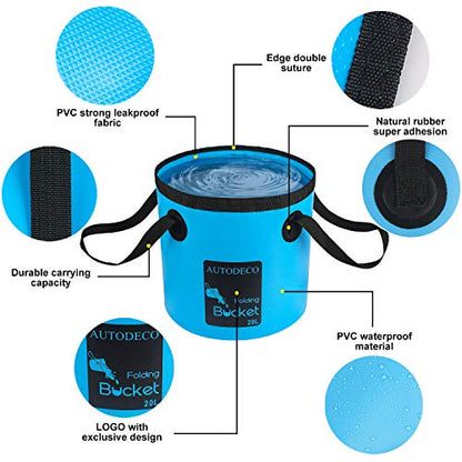2 Pack Collapsible Bucket 5 Gallon Container Folding Water Bucket Portable Wash Basin for Outdoor Travelling Camping Fishing Gardening Car Washing 20L - color: Blue & Green