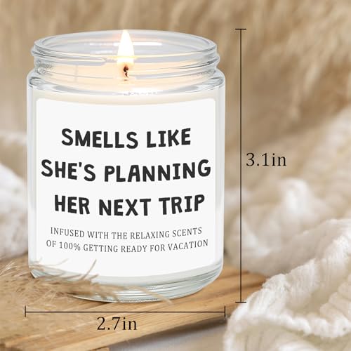 Travel Gifts for Women, Unique Gift for Travelers - Cool Ideas for People Who Travel, Funny Birthday Christmas Vacation Trip Candles for Woman Couple Friend - style: Travel