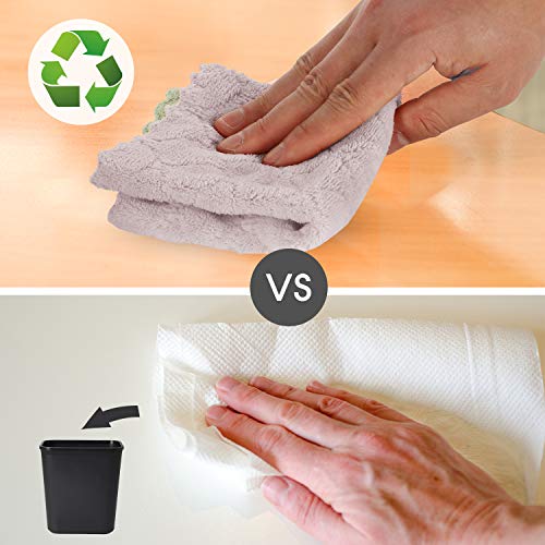 kimteny Cleaning Cloths Kitchen Towels Microfiber Washcloths Lint Free Dish Cloth Reusable Dishtowels Household Super Absorbent Fast Drying, 10"x10", Pack of 5 (Green-Grey) - color: Green-grey