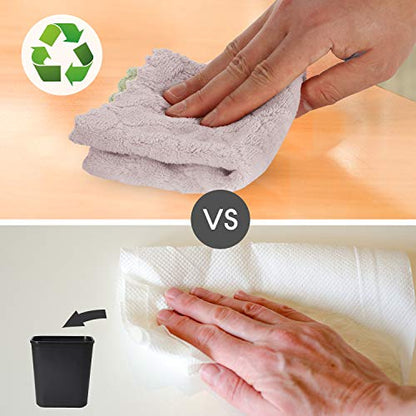 kimteny Cleaning Cloths Kitchen Towels Microfiber Washcloths Lint Free Dish Cloth Reusable Dishtowels Household Super Absorbent Fast Drying, 10"x10", Pack of 5 (Green-Grey) - color: Green-grey