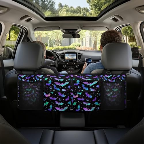 Hanging Car Trunk Organizer Halloween Bats Moon Car Back Seat Storage Bag Auto Cargo Bag Collapsible Auto Interior Accessories for Sedans SUV Jeep Trucks MPV Van - color: Halloween Bats Moon