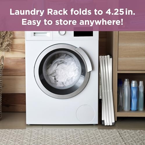 BLACK+DECKER 4-Tier Expandable Collapsible Clothes Drying Rack, Telescopic Height, Foldable Space-Saving Laundry Air Dryer for Towels, Shirts & Delicates – Durable Steel, No Tools Needed - color: White/Grey