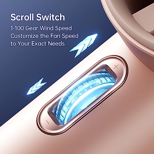 JISULIFE Handheld Fan Pro1S - Next-Gen Airflow: Up to 12h Runtime, Pearlescent ABS - Elegant Strength, 1-100 Speed Scroll Wheel, 3600mAh-Portable Fan for Travel, Gifts for Women Men(Iceberry Pink) - color: Iceberry Pink