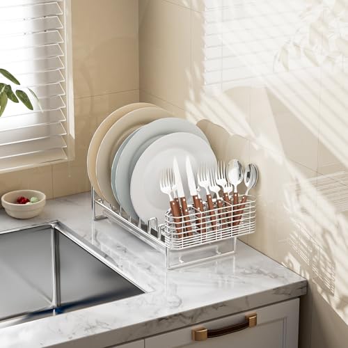 JAQ Utensil Holder for Sink, Sus304 Stainless Steel Rust Free Silverware Cutlery Flatware Holder Rack Organizer with Hooks for Dish Drying Rack Sink Dish Drainer in Kitchen Bathroom - size: 304 Stainless Steel - Utensil Holder