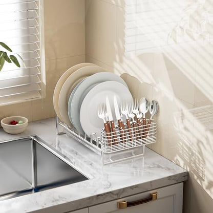 JAQ Utensil Holder for Sink, Sus304 Stainless Steel Rust Free Silverware Cutlery Flatware Holder Rack Organizer with Hooks for Dish Drying Rack Sink Dish Drainer in Kitchen Bathroom - size: 304 Stainless Steel - Utensil Holder