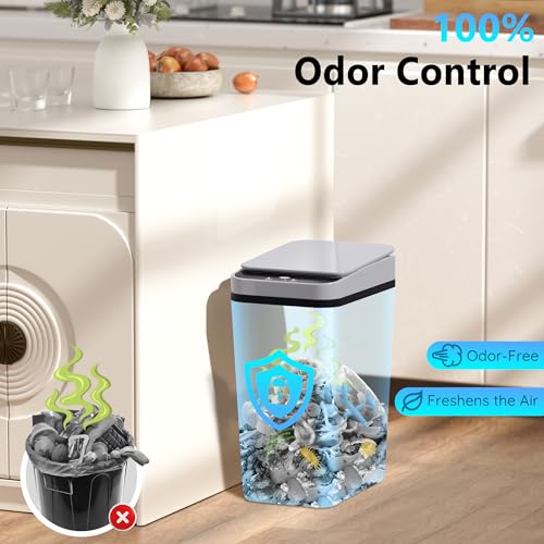 jinligogo 3Pack Bathroom Small Trash Can with Lid, 2.6 Gallon Touchless Automatic Garbage Can Slim Waterproof Motion Sensor Smart Trash Bin for Bedroom, Office, Living Room White/Black/Grey - color: Mix