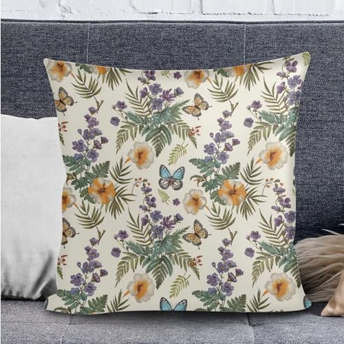Butterfly Hibiscus Ferns Print 3 Pcs RV Dinette Cushion Covers with Pillowcase Non-Slip Sofa Protector Comfortable 2 Seat Sofa Chair Cover Slipover for Travel Trailer Couch - color: Butterfly Hibiscus Ferns