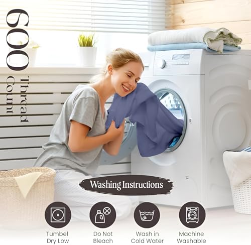 SGI bedding Queen Bed Sheets Set – Premium 600 TC Egyptian Cotton, Crisp & Cooling Sateen Weave, Extra Soft Hotel Collection, Fits Mattresses Up to 16 Inch Deep, Long Lasting – Mediterranean Blue - color: 12 - Mediterranean Blue, size: Queen