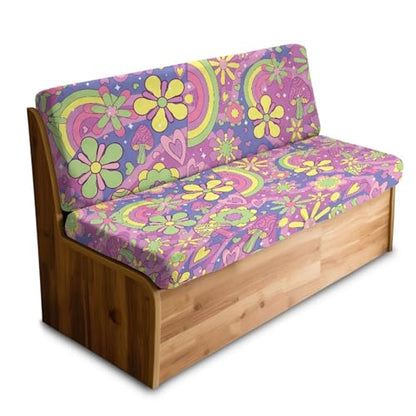 Hippie Daisy Pattern 2 Pcs RV Dinette Cushion Covers Washable Camper Cushion Slipcover Thickened Camper Seat Covers Dinette Booth Sofa Slipover for Travel Trailer Couch - color: Hippie Daisy