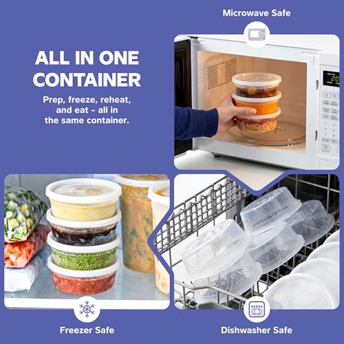 GUSTO 8 oz. Plastic Deli Disposable Food Storage Containers with Airtight Lids - [48 Sets] Slime Containers (Formerly Comfy Package) - size: 8 oz