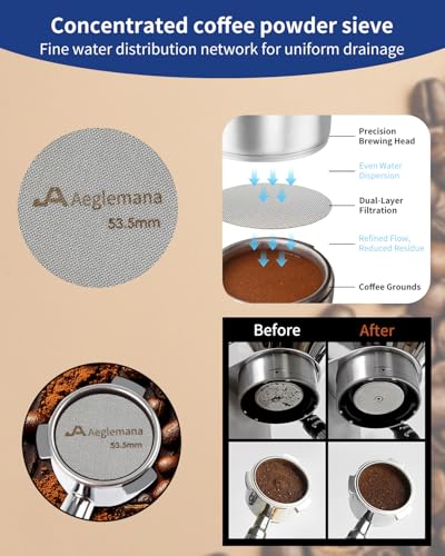 7 Pack 54mm Espresso Accessories – Tamper Station, Coffee Distributor, WDT Tool, Tamping Mat, Dosing Funnel, Brush & Puck Screen – Barista Tools Kit for Espresso Machines at Home or Cafe - size: 54mm