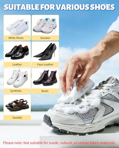 Jevvu Shoe Cleaner, Sneaker Cleaner Kit with Brush and Towel, Deep Clean Shoe Cleaning Kit for White Shoes - size: 2 Pack 6.76 fl oz