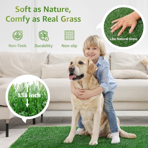 LOOBANI Dog Grass Pee Pads, Artificial Dog Grass Pads for Potty Tray, Fake Grass for Dogs to Pee On, Outdoor Indoor Pee Grass for Dog Potty(59*59 inch) - size: 59*59 inch