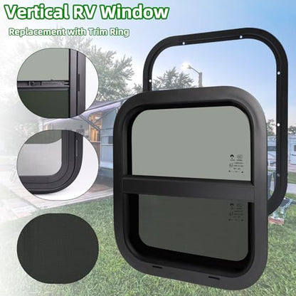 NOVINO RV Window for Trailer Camper,Vertical Sliding Replacement RV Window for Cargo Trailer Camper Utility Van Truck SUV,14" W x 16" H, Fit 15/16" or 1-3/8" Thick Wall,Allow Error 1/16",DOT Approved - size: 14"W x 16"H