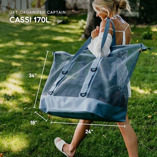 MISSION Boat Gear CASSI Heavy-Duty Outdoor Tote and Waterproof Marine-Grade Mesh Boat Bags - color: Steel Blue, size: 170 Liter