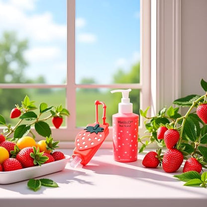 Red Strawberry Empty Travel Hand Sanitizer Bottle, Silicone Sleeve Refillable Empty Squeeze Leakproof Flip Cap Keychain, Hand Soap Holder Cosmetic Containers, Refillable Portable Travel Containers