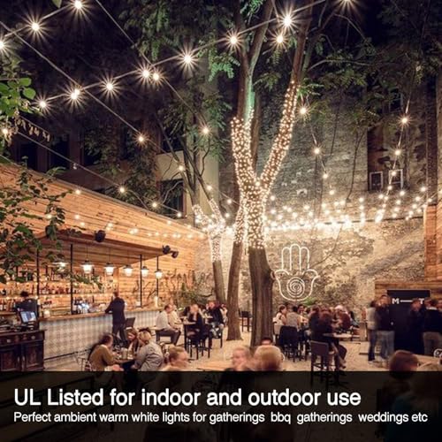 Banord 29FT Globe Outdoor String Lights, Shatterproof Patio Lights with 15 Dimmable Plastic Bulbs, Waterproof Hanging Lights String for Porch Backyard Cafe, E12 Socket Base - size: 29FT