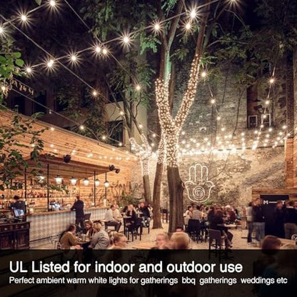 Banord 29FT Globe Outdoor String Lights, Shatterproof Patio Lights with 15 Dimmable Plastic Bulbs, Waterproof Hanging Lights String for Porch Backyard Cafe, E12 Socket Base - size: 29FT