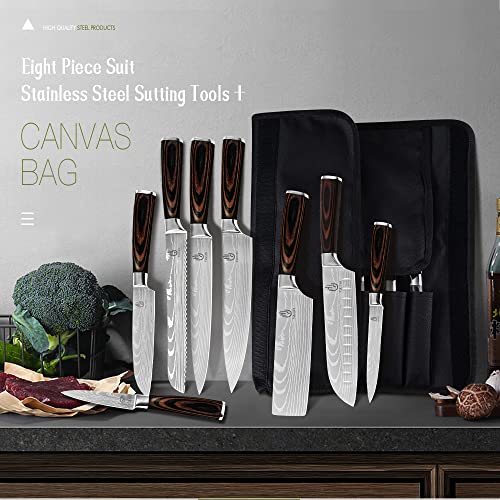 FULLHI Knife Set, 14pcs Japanese Knives Set, Premium German Stainless Steel chef Knife Set - color: Coffee wood, size: 14 Piece Knife Set