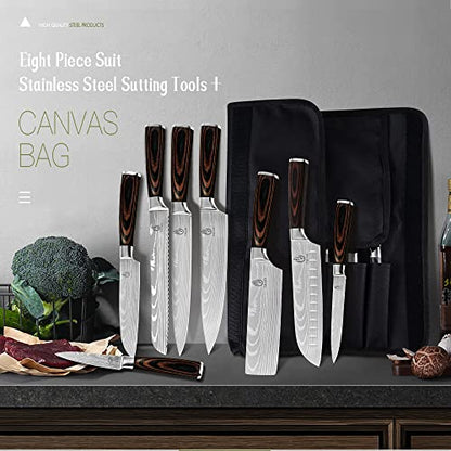 FULLHI Knife Set, 14pcs Japanese Knives Set, Premium German Stainless Steel chef Knife Set - color: Coffee wood, size: 14 Piece Knife Set