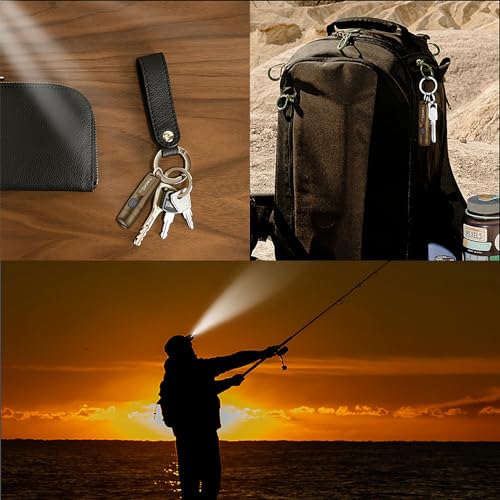 S15 Keychain Flashlight- Super Bright 650 High Lumens,UCB C Rechargeable EDC Pocket Flashlight,Mini Flashlight-Light with Magnetic Suitable for Hiking, Emergency (Brown) - color: Brown