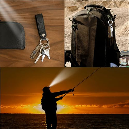 S15 Keychain Flashlight- Super Bright 650 High Lumens,UCB C Rechargeable EDC Pocket Flashlight,Mini Flashlight-Light with Magnetic Suitable for Hiking, Emergency (Brown) - color: Brown