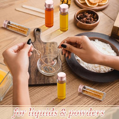 Didaey 100 Pcs Small Clear Vials Spice Mini Jars with Lids Mini Glass Bottles with Screw Aluminum Metal Caps Tiny Jars Sample Containers for Powder Cream Cosmetic Jewelry Wedding (15 ml,Rose Gold) - color: Rose Gold, size: 15 ml