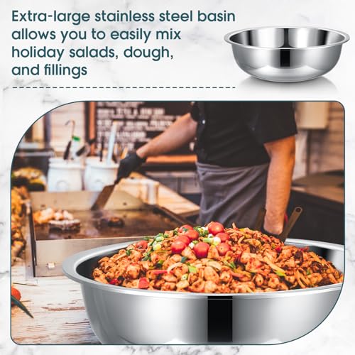 Nuogo 4 Pcs Stainless Steel Mixing Bowls Metal Mixing Bowls Extra Large Basin Salad Basin Deeper Edge Dishwasher Safe Mirror Finish for Home and Commercial, Silver (18 Inch 16 Qt) - size: 18 Inch (16 Qt)