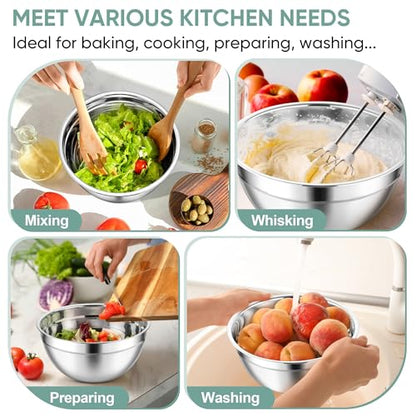 TeamFar Mixing Bowls, 3PCS Stainless Steel Serving Salad Bowls with Lids & 3 Graters, For Kitchen Mixing/Baking/Storing/Prepping, Visible & Airtight, Easy Clean - 4.5/3 / 1.5 QT, Black - color: Black, style: Transparent Airtight Lids