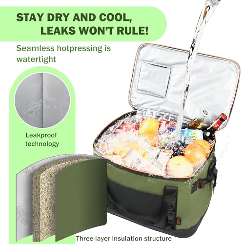 Tirrinia Large Cooler Bag Insulated, 48 Cans Leakproof Soft Camping Coolers, Portable Beach Cooler with Shoulder Strap for Picnic, Beach, Travel Road Trip