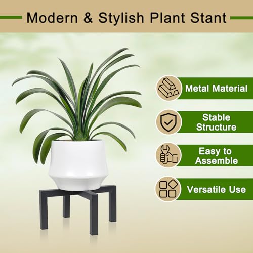 Plant Stand Indoor Outdoor, Heavy Duty Metal Plant Pot Holder, Mid Century Modern Planter Stands, Floor Flower Pot Holder (Black, Fit 5-12 inch pots) - size: Fit 5-12 inch pots