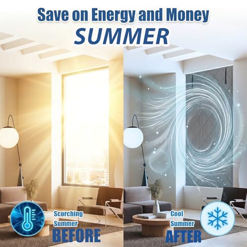 Window Insulation for Summer Heat - 39*63in Black Out Window Cover, window ac insulation,rv window insulation,Soundproof Curtains, Oxford Cloth and Cotton Fiber Filled