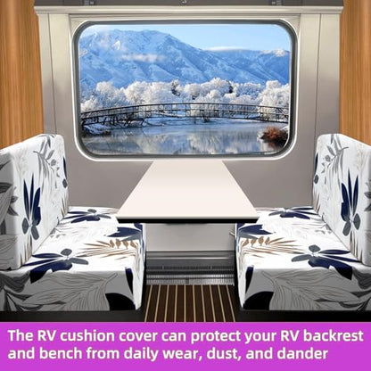 TOPCHANCES RV Dinette Cushion Covers,Stretch Camper Cushions Cover Replacement Bench Cushion Cover Washable Loveseat Slipcovers for Travel Trailer Couch (Pattern 4) - color: Pattern 4