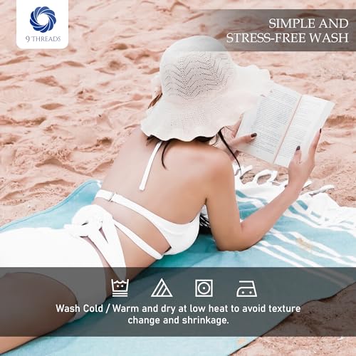 Cotton Turkish Beach Towel with Towels Oversized 36"x72" Pool Absorbent Extra Large Quick Dry Sand Travel Towel (Aqua Blue, 2 Pack) - color: Aqua Blue, size: 2 Pack