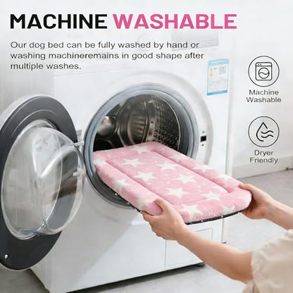 Dog Bed Mat, Reversible Crate Pad & Durable Dog Bed - Machine Washable Kennel Mat with Ultra Soft for Medium Dogs (Big&Small Stars Pink, 30" L*20" W*1.5" Th) - color: Big&Small Stars Pink, size: 30"L*20"W*1.5"Th