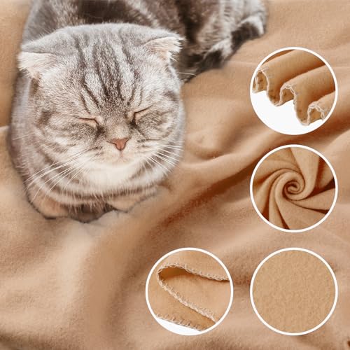 Buryeah 10 Pcs Fleece Blanket Bulk Soft Warm Fleece Blankets Cozy Lightweight Throw Blankets Plush Pet Throw Blanket for Home Bed Sofa Office Wedding Gifts Travel(50" x 60",Khaki) - color: Khaki