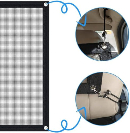 Dog Car Barrier Vehicle Pet Barrier Backseat Mesh Dog Car Divider Net with Adjusting Rope and Hook Suitable for SUV Pickup and Small Car (43in x 23.6in) - size: 43 x 23.6 Inch