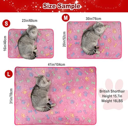 Dono 1 Pack 3 Dog Blankets, Soft Fluffy Fleece Pet Blanket Warm Sleep Mat Paw Print Design Puppy Kitten Throw Blanket Doggy Mat, Blanket for Dogs - color: Brown/Pink/Purple, size: Large(41*31")