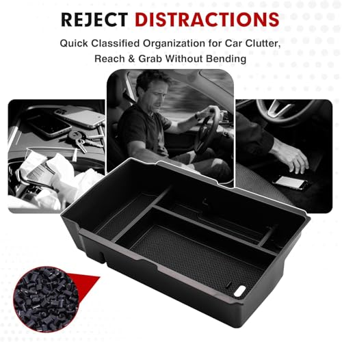Autorder Center Console Organizer for 2023-2026 Honda CRV Accessories - Armrest Storage Box Middle Console Tray Container with Black & Red Non-Slip Silicone Mats - size: 2023+ CRV Armrest Organizer