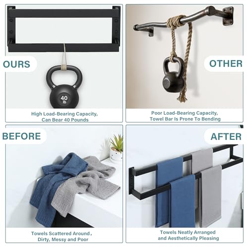 Alise Double Towel Bar, 32" Towel Racks for Bathroom Wall Mounted SUS304 Stainless Steel, Quick Drying Bathroom Towel Holder, Long Heavy Duty Towel Hanger, Matte Black - color: Matte Black, size: 32-inch